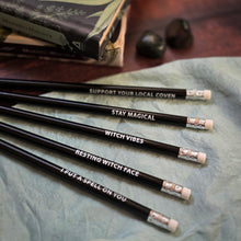 Load image into Gallery viewer, The Coven Club - Set of 5 witchy quote pencils