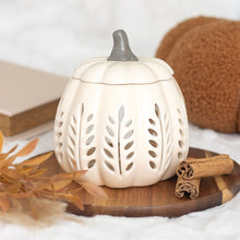Load image into Gallery viewer, Cream Leaf Pumpkin Wax Melt Warmer
