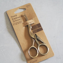 Load image into Gallery viewer, Stork Embroidery Scissors Antique Gold
