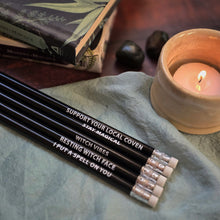 Load image into Gallery viewer, The Coven Club - Set of 5 witchy quote pencils
